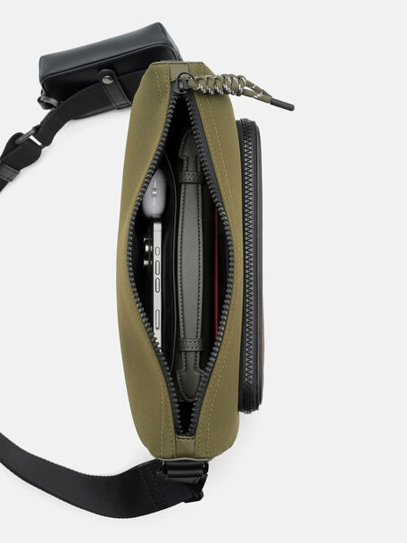 Devon Nylon Crossbody Bag, Olive Nylon