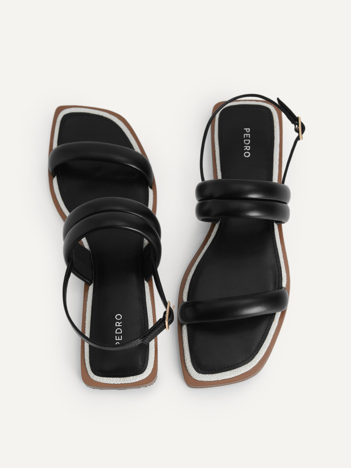 Double Strap Slingback Sandals, Black