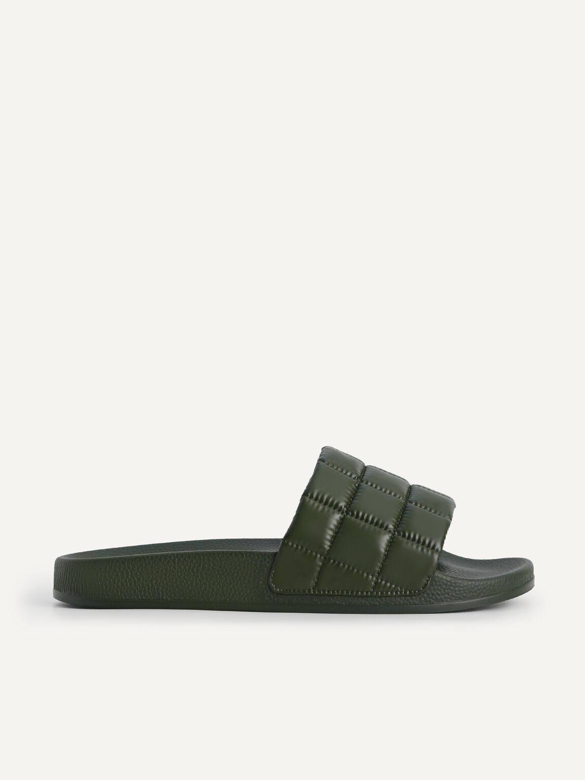 Quilted Slides, Military Green, hi-res