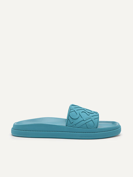 PEDRO Icon Embossed Slide Sandals, Cyan