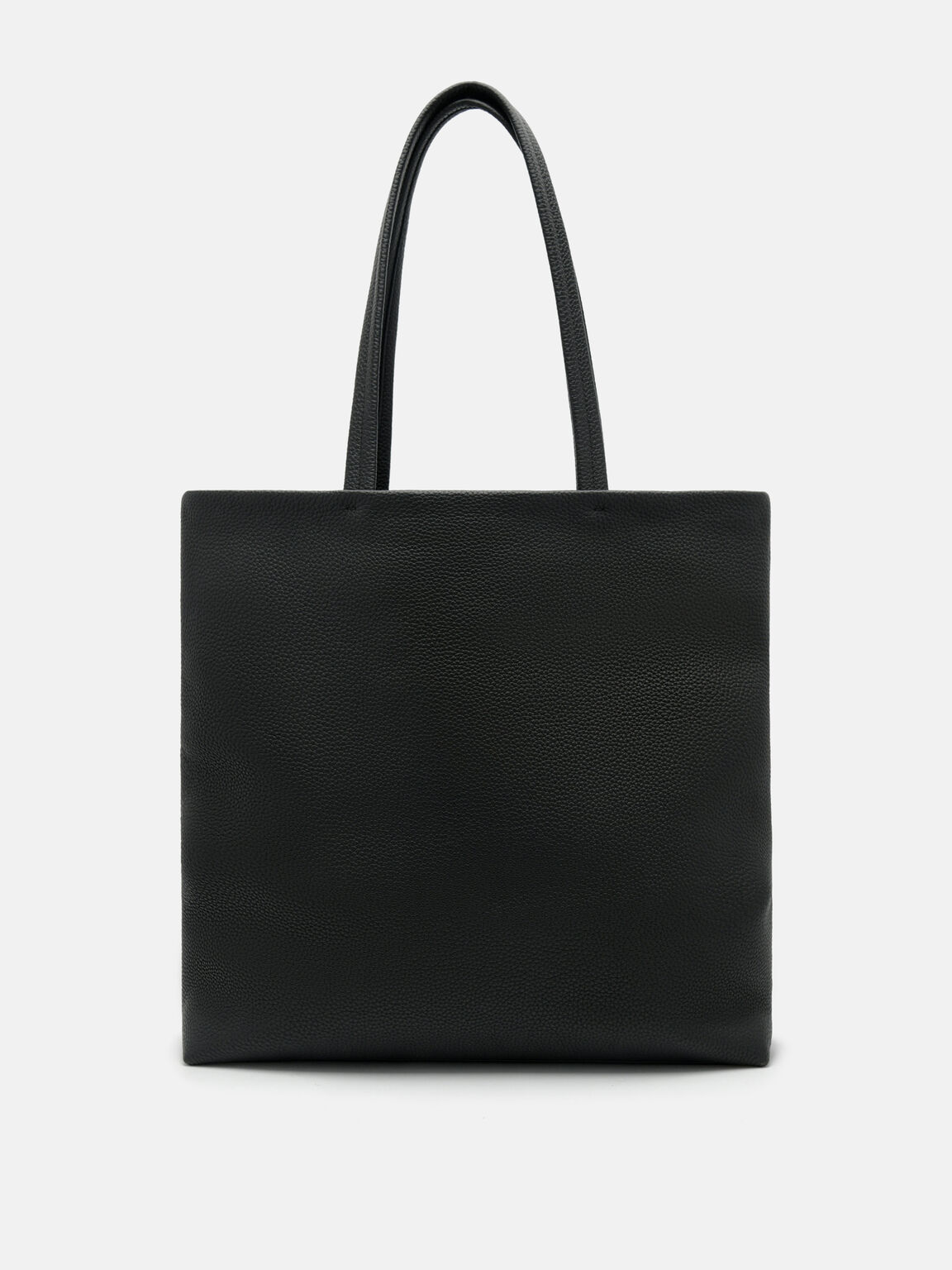 Asher Leather Zippered Tote Bag, Black