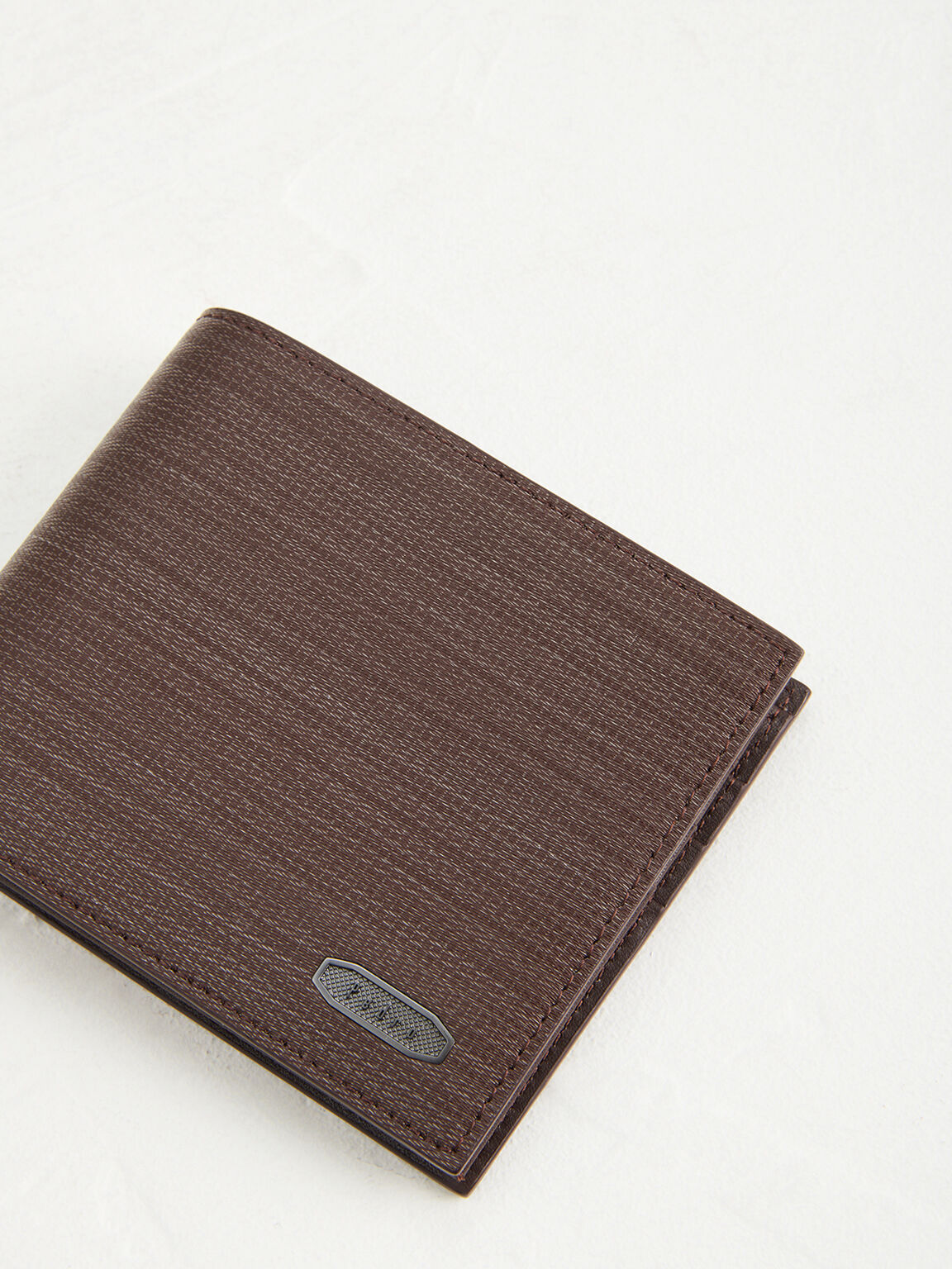 Embossed Leather Bi-Fold Wallet, Dark Brown