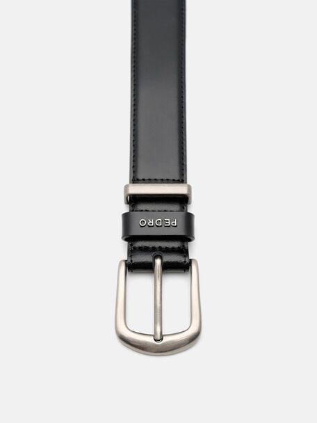 Slim Leather Pin Belt, Black