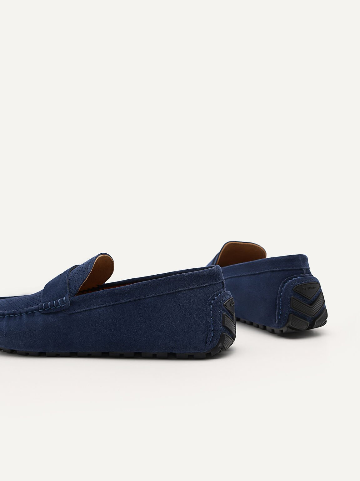 Leather Moccasin, Navy