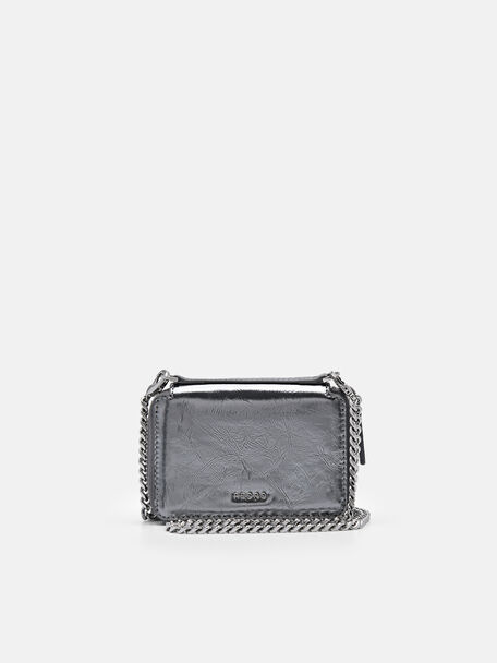 Chain Leather Wallet, Pewter