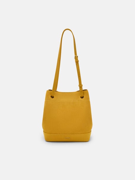 Loli Suede Bucket Bag, Yellow