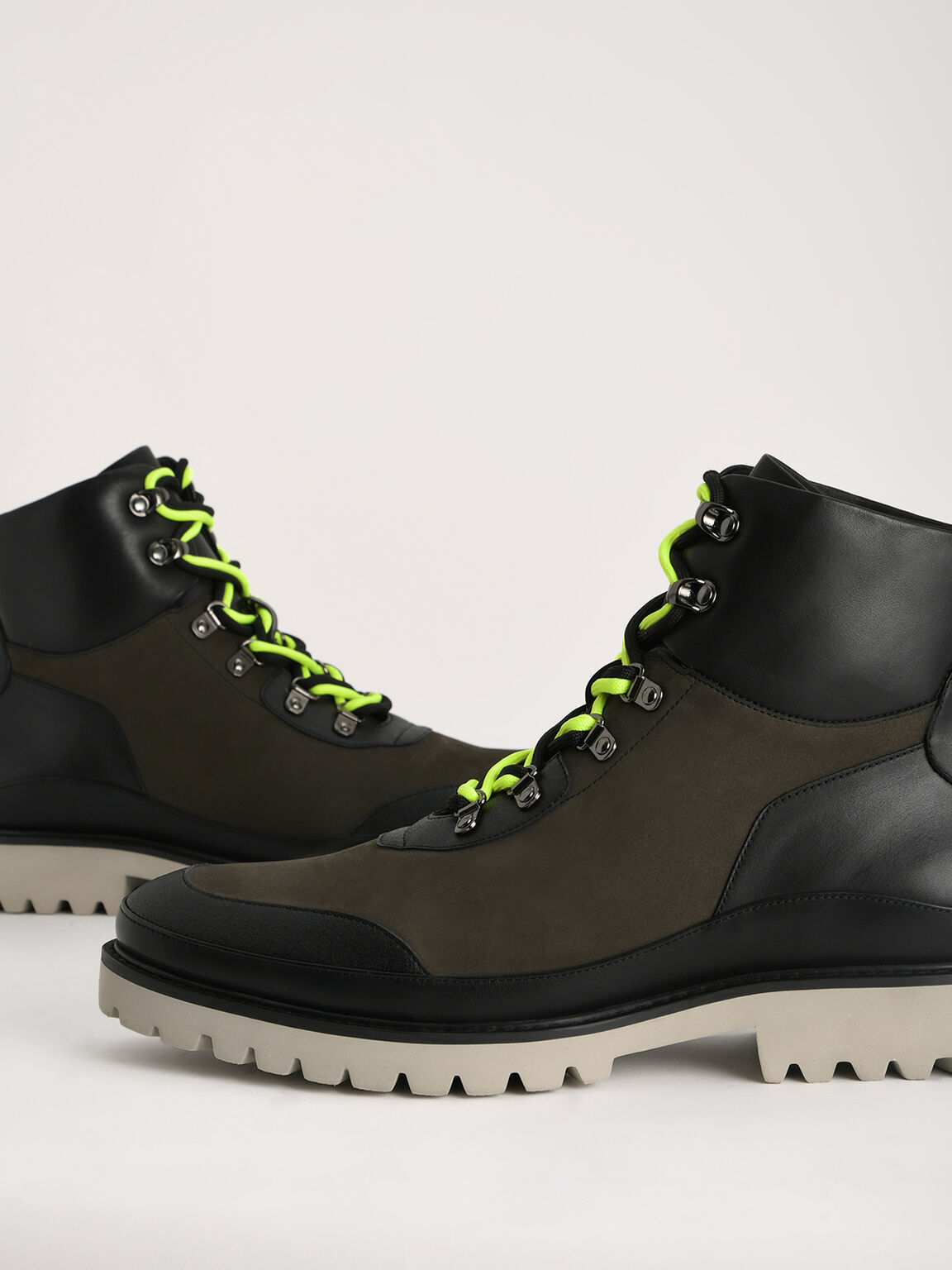 Leather Combat Boots, Olive