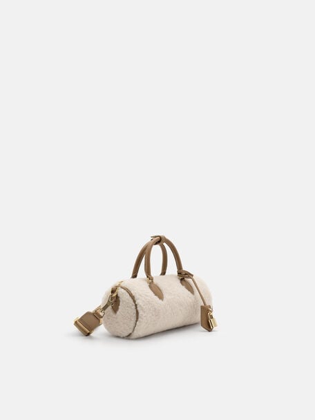 Ilena Faux Fur Bowling Bag, Camel