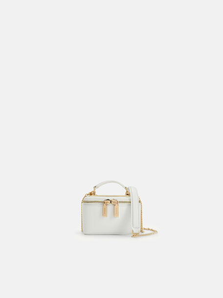 Ari Leather Mini Vanity Case, White