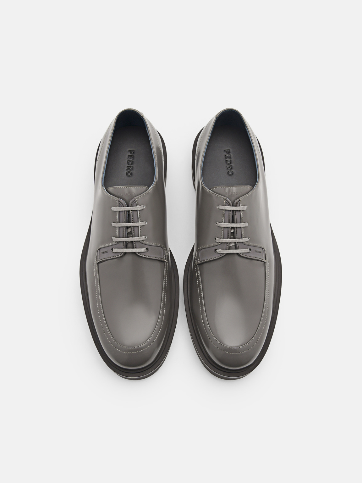 Loop Leather Derby Shoes, Dark Grey
