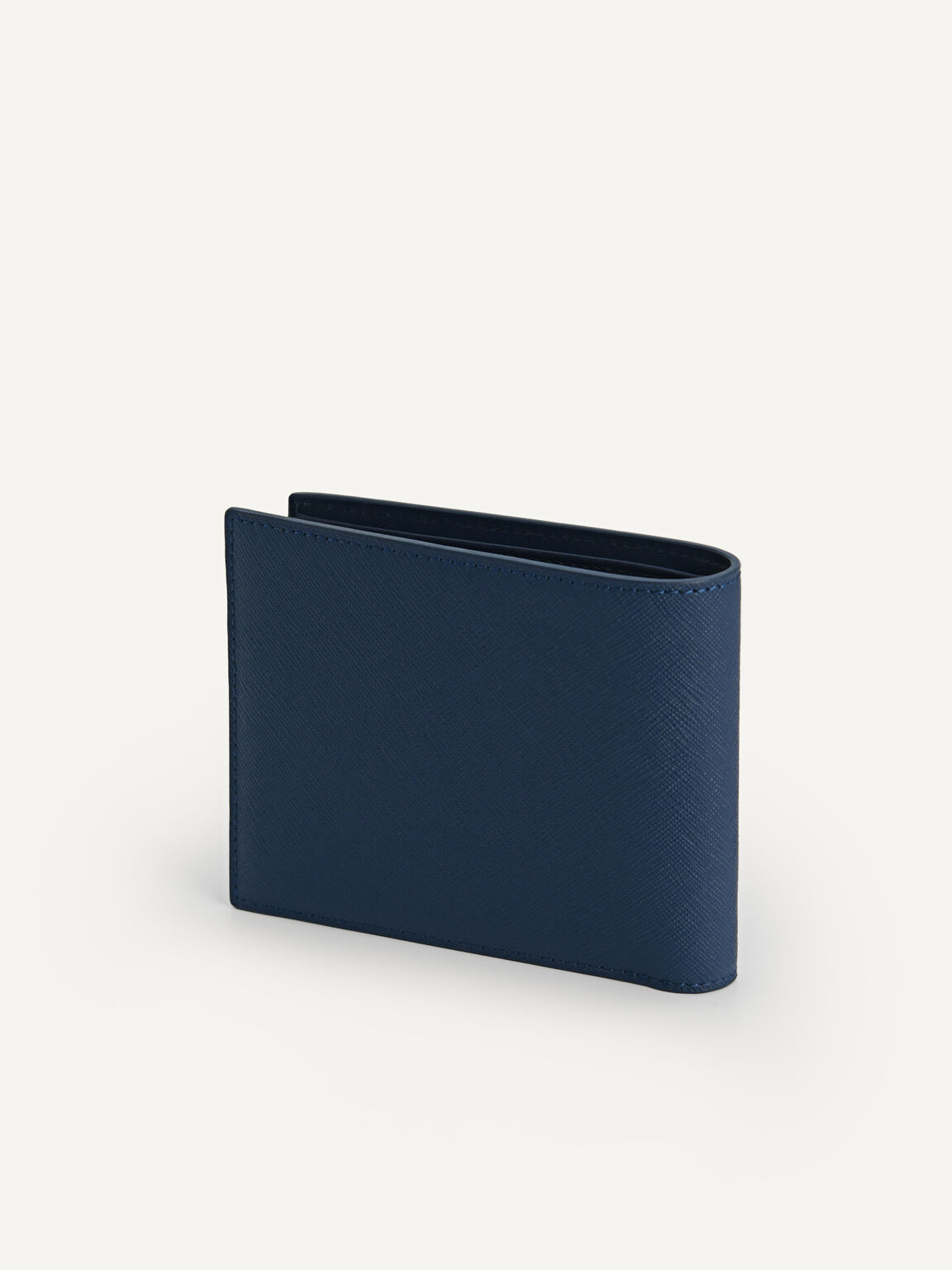 帶內袋紋理皮革錢包 (RFID), 海军蓝色