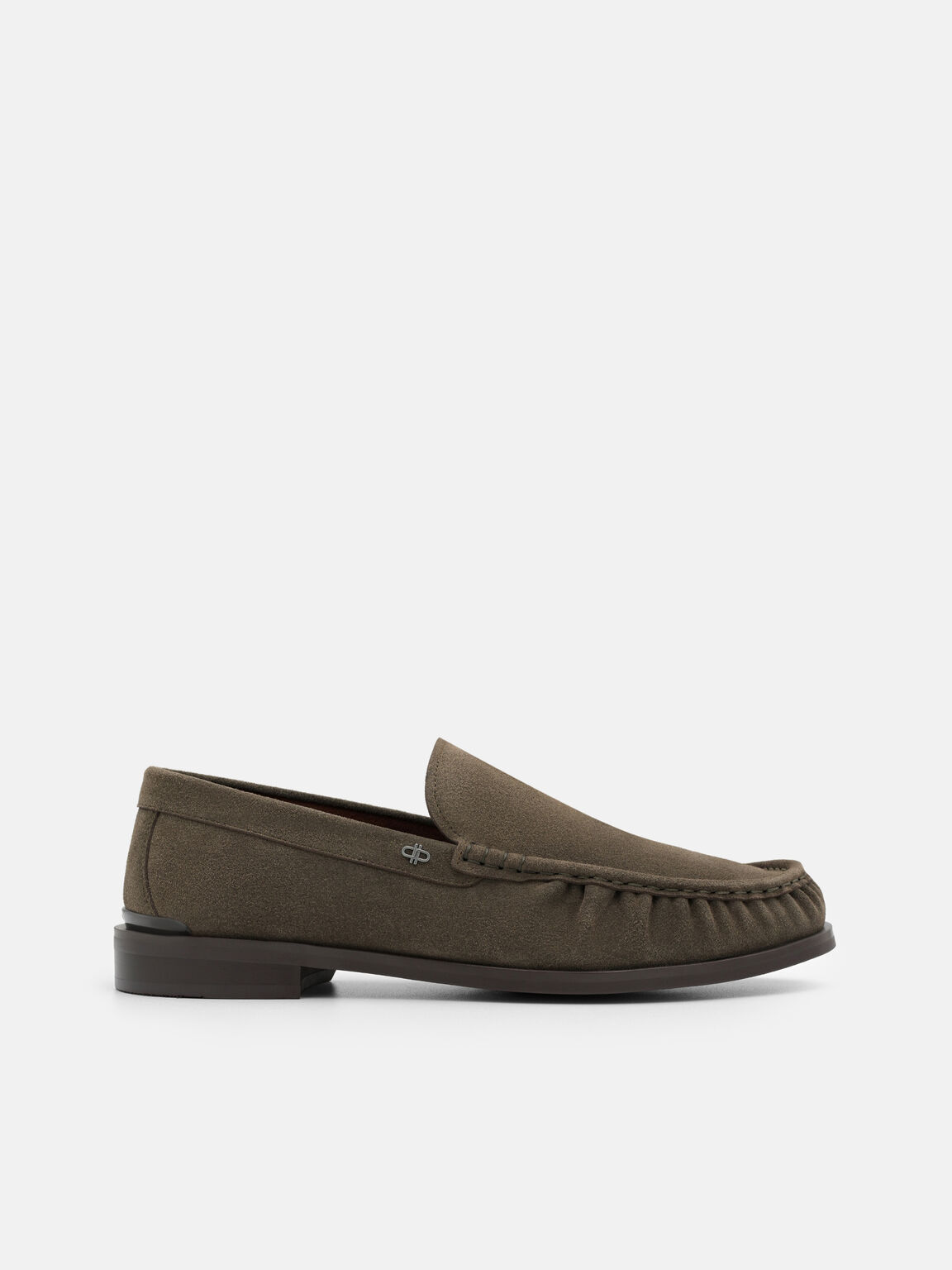 Suede Pleated Loafers, Olive