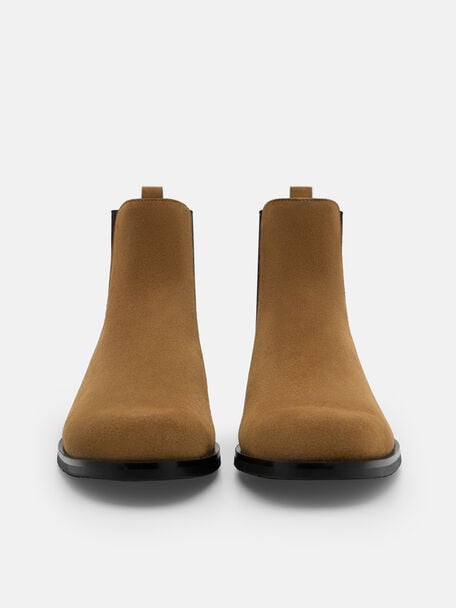 Chace Suede Chelsea Boots, Dark Camel Suede