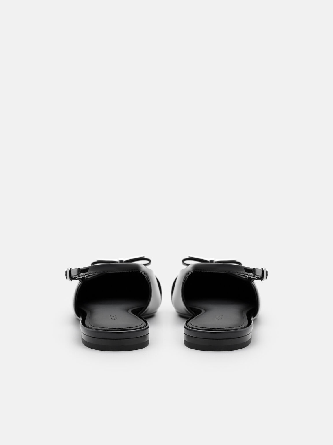 Jeanine Leather Slingback Flats, Black Patent