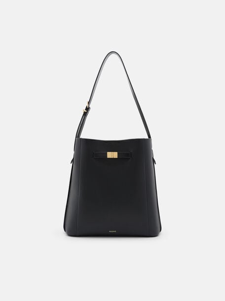 Jatte Belt Leather Bucket Bag, Black