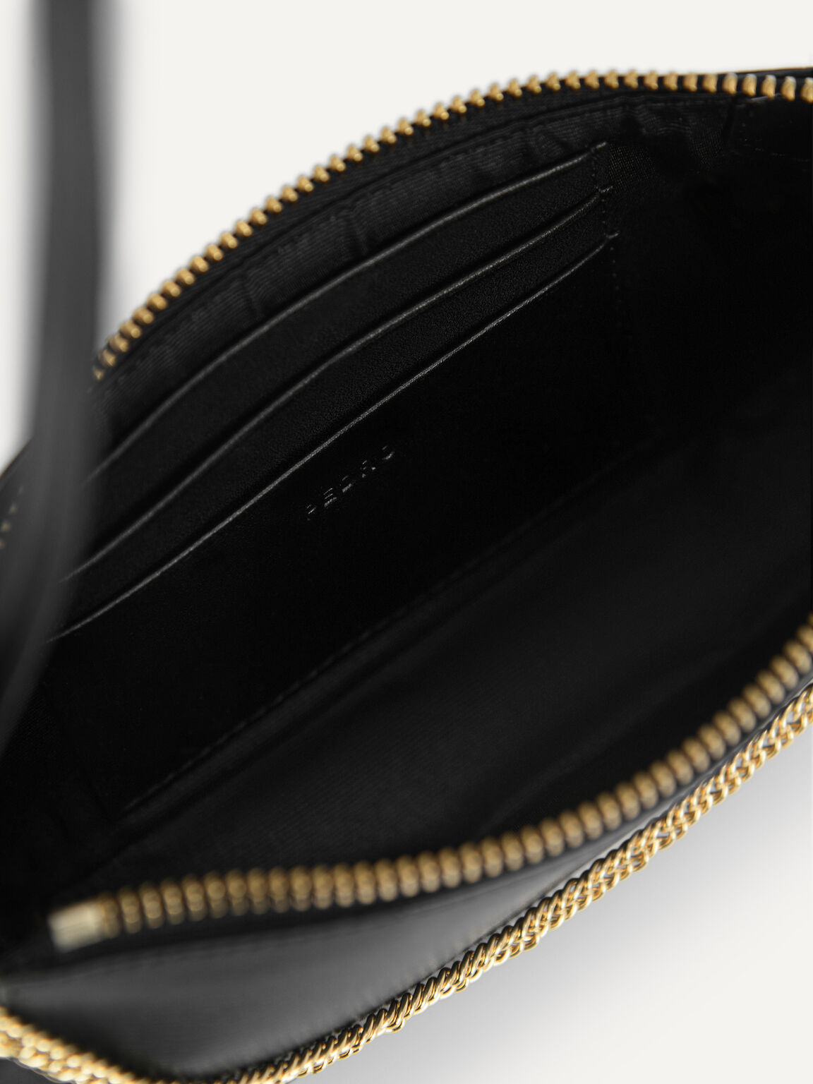 Leather Chain Detailed Shoulder Bag, Black