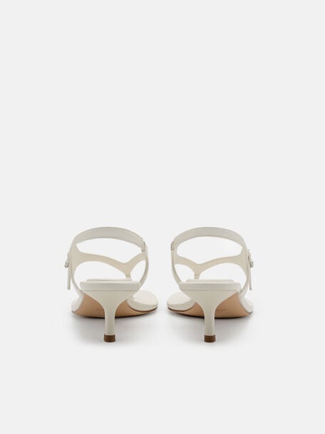 Eny Leather Heel Sandals, Chalk