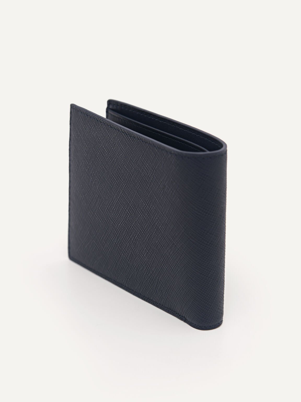 Oliver Leather Bi-Fold Wallet with Insert, Navy