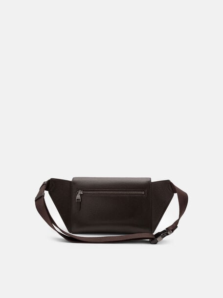 Maven Leather Belt Bag, Espresso Brown Embossed