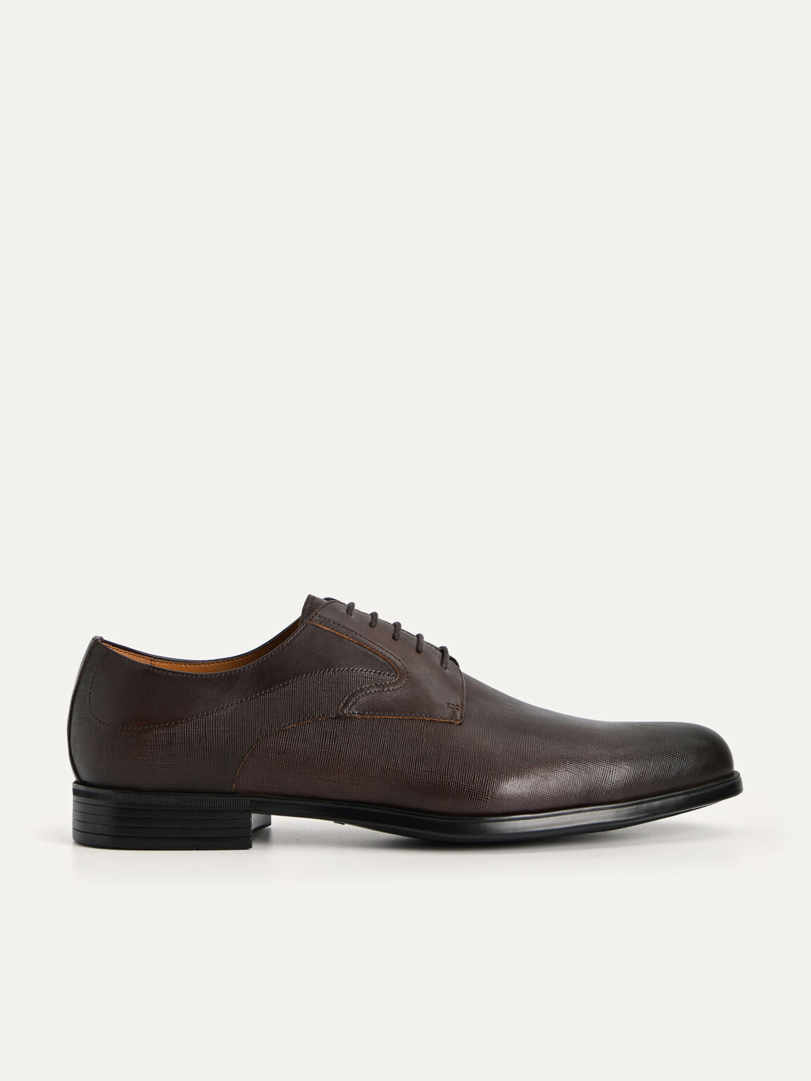 Textured Leather Derby Shoes, Dark Brown