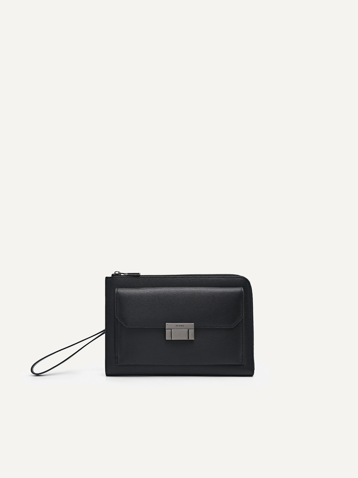 Henry Leather Clutch Bag, Black