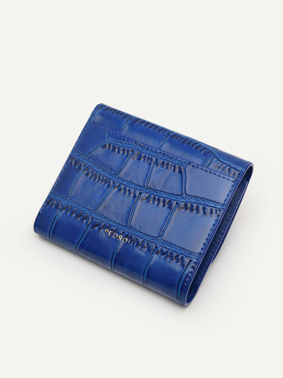 PEDRO工作室皮革三折疊錢包, 海军蓝色