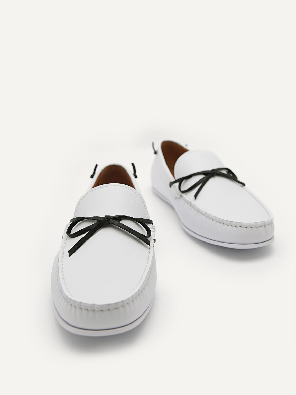 Leather Loafers with Laces, White
