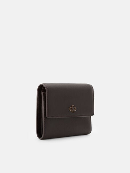 Leather Tri-Fold Wallet, Dark Brown