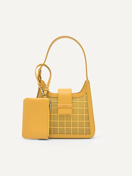 Capri Mesh Structured Hobo Bag, Yellow