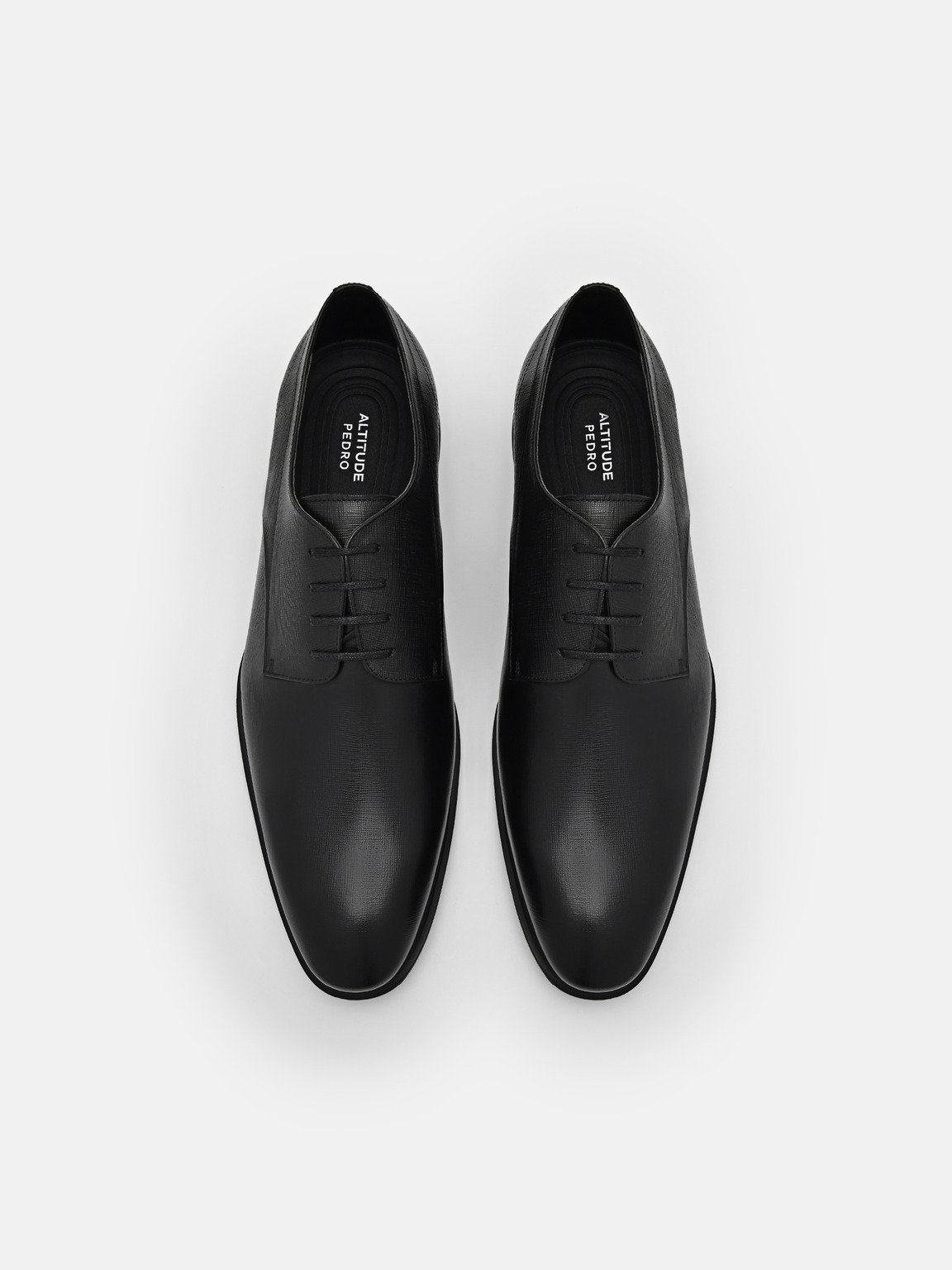Altitude Lightweight Leather Derby Shoes, Black