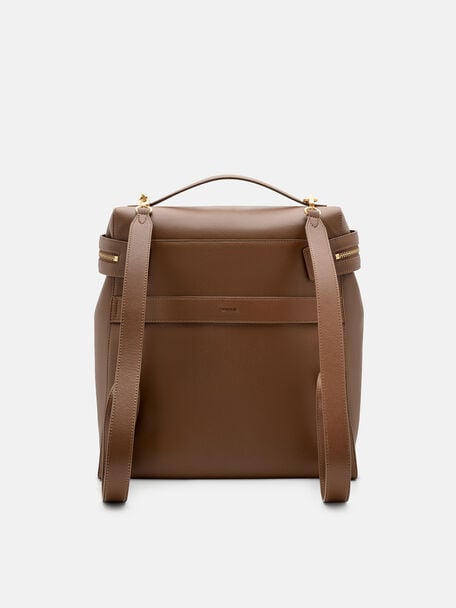 Alyssa Tumbled Leather Backpack, Brown Tumble