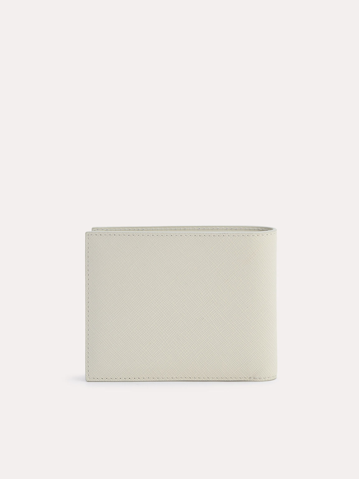 Textured Leather Bi-Fold Wallet with Insert, Chalk