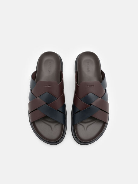 Lukas Slide Sandals, Dark Brown