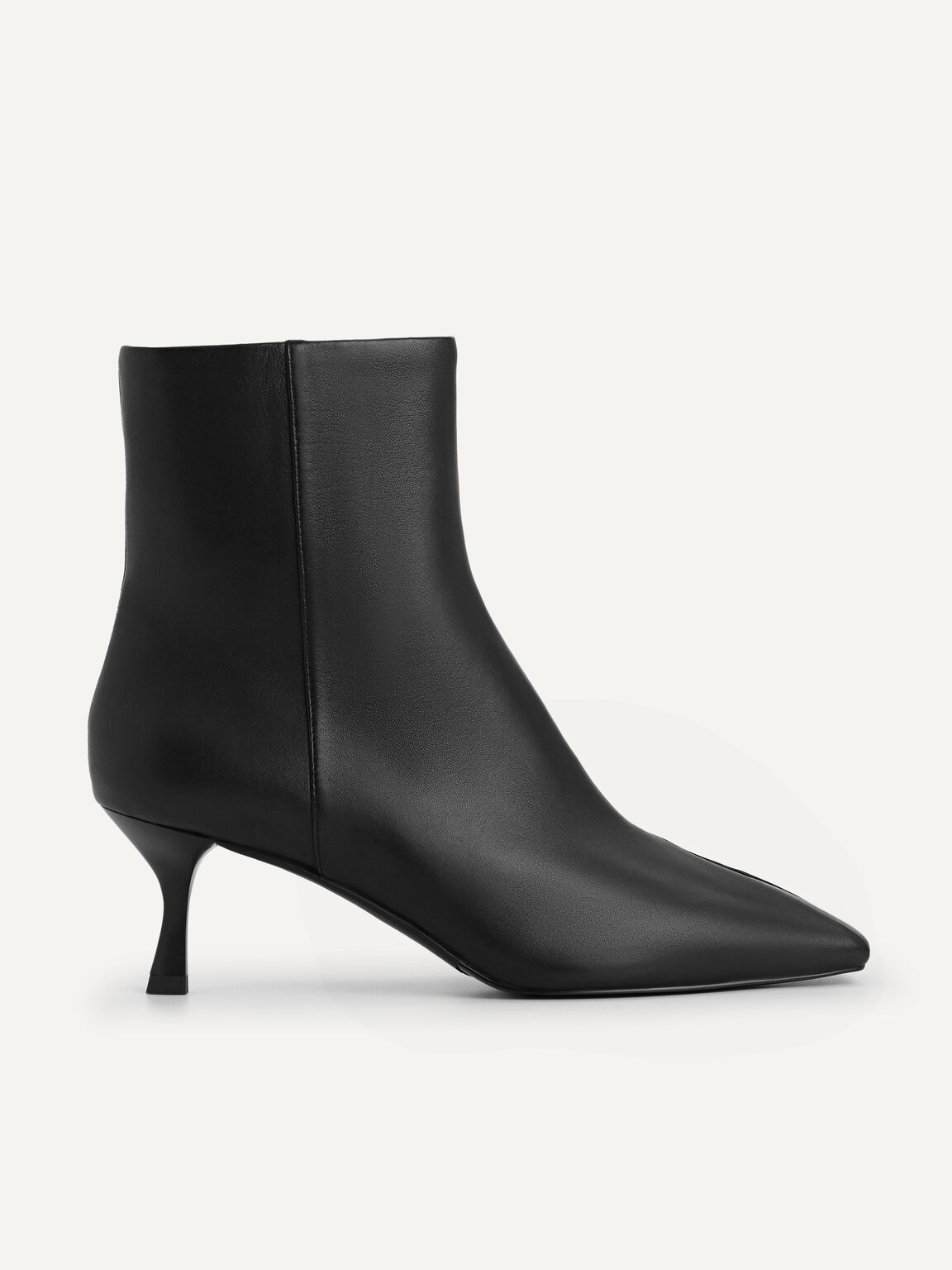 Square-Toe Heeled Ankle Boots, Black