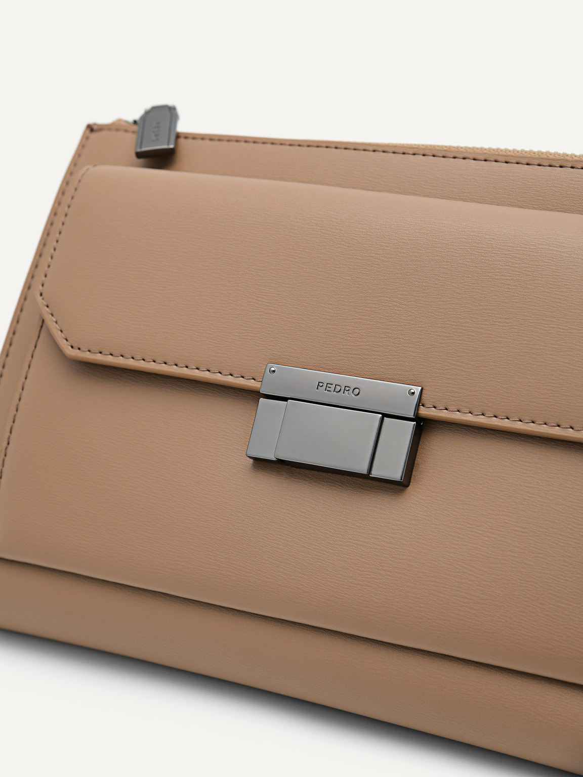 Henry Leather Clutch Bag, Taupe
