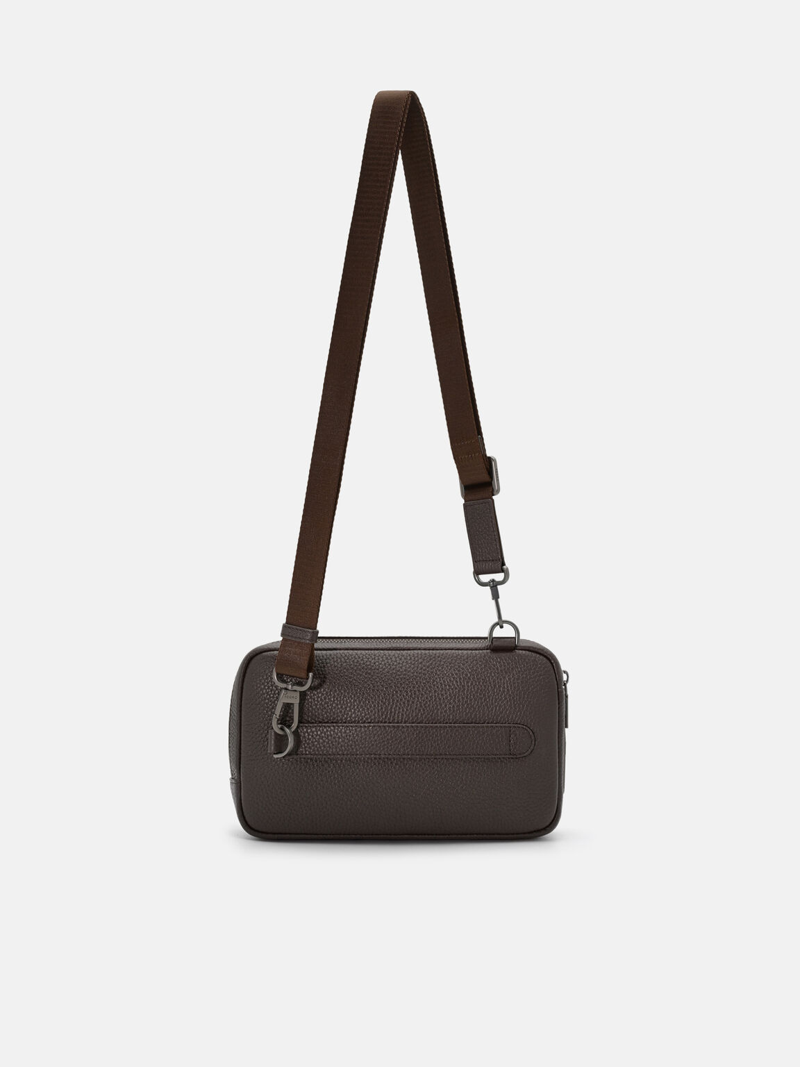 Fingerprint Lock Clutch Bag, Espresso Brown Tumble
