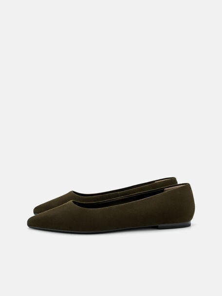 Quinn Leather Flats, Olive