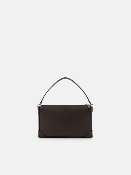 Maven Leather Crossbody Bag, Espresso Brown Embossed