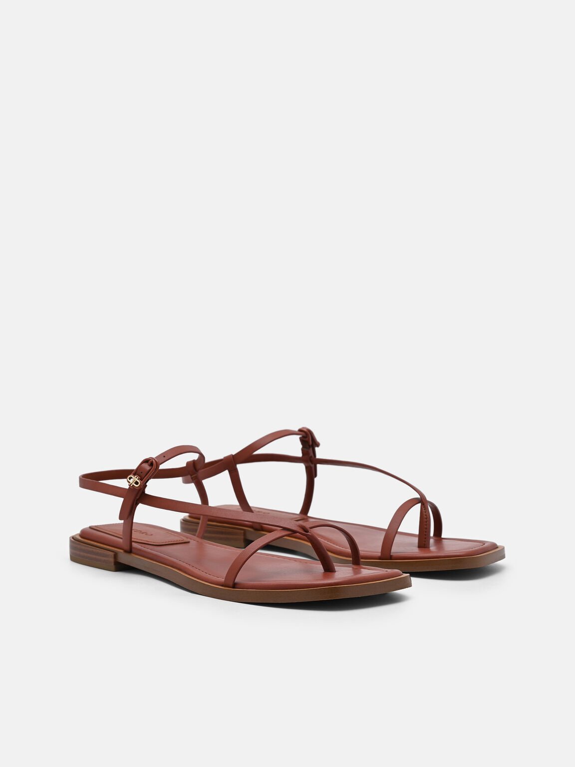 Ashby Leather Strappy Sandals, Brick