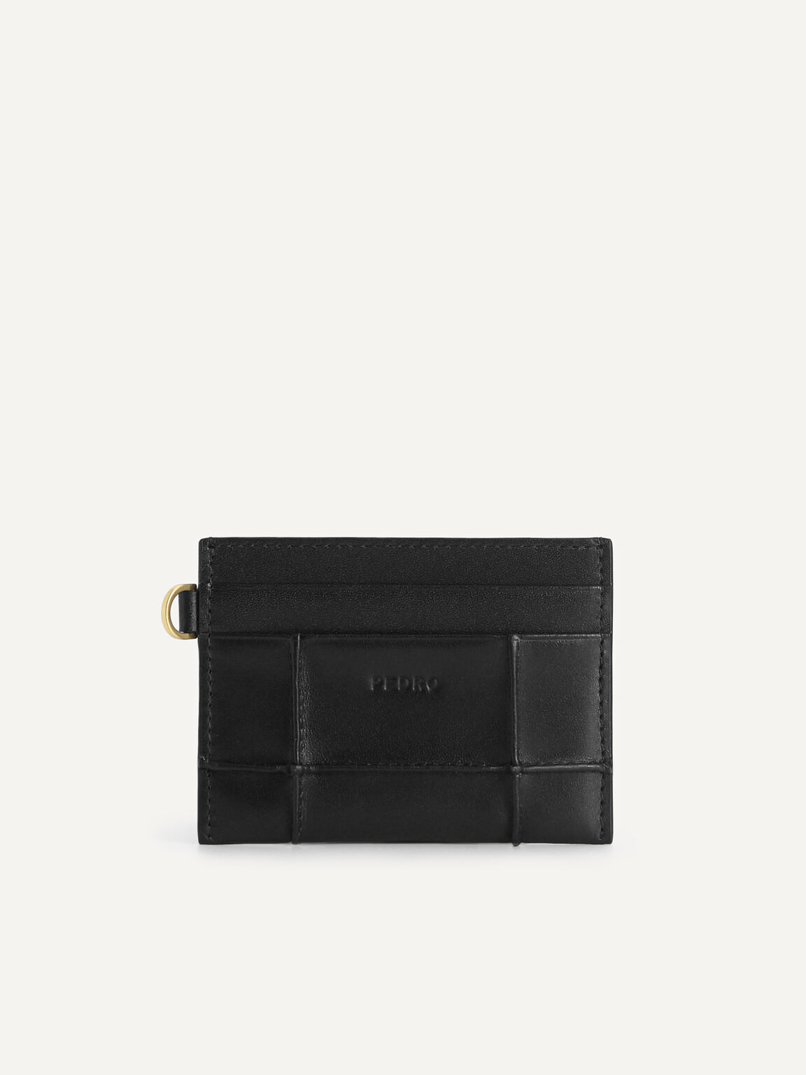 Leather Card Holder, Black, hi-res