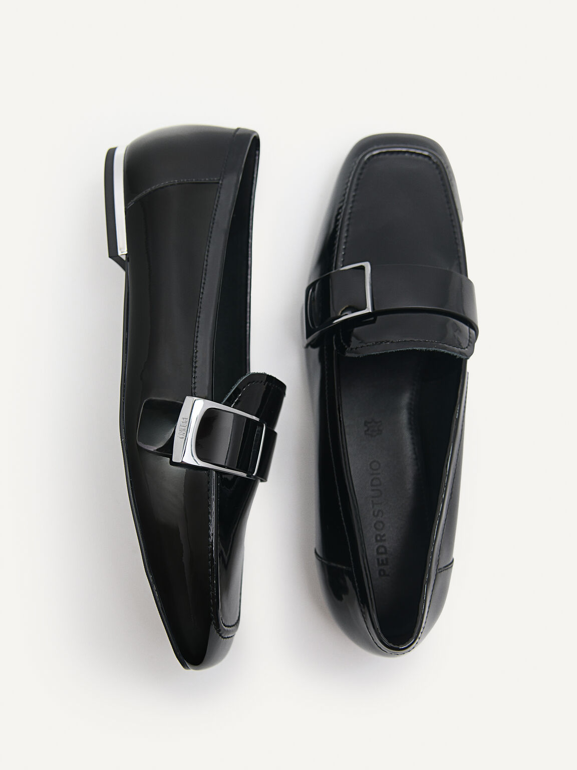Patent Leather Loafers, Black, hi-res