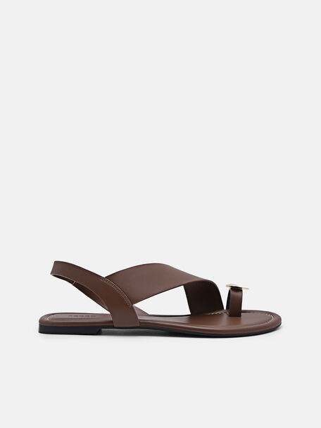 Alexis Leather Slingback Sandals, Dark Brown