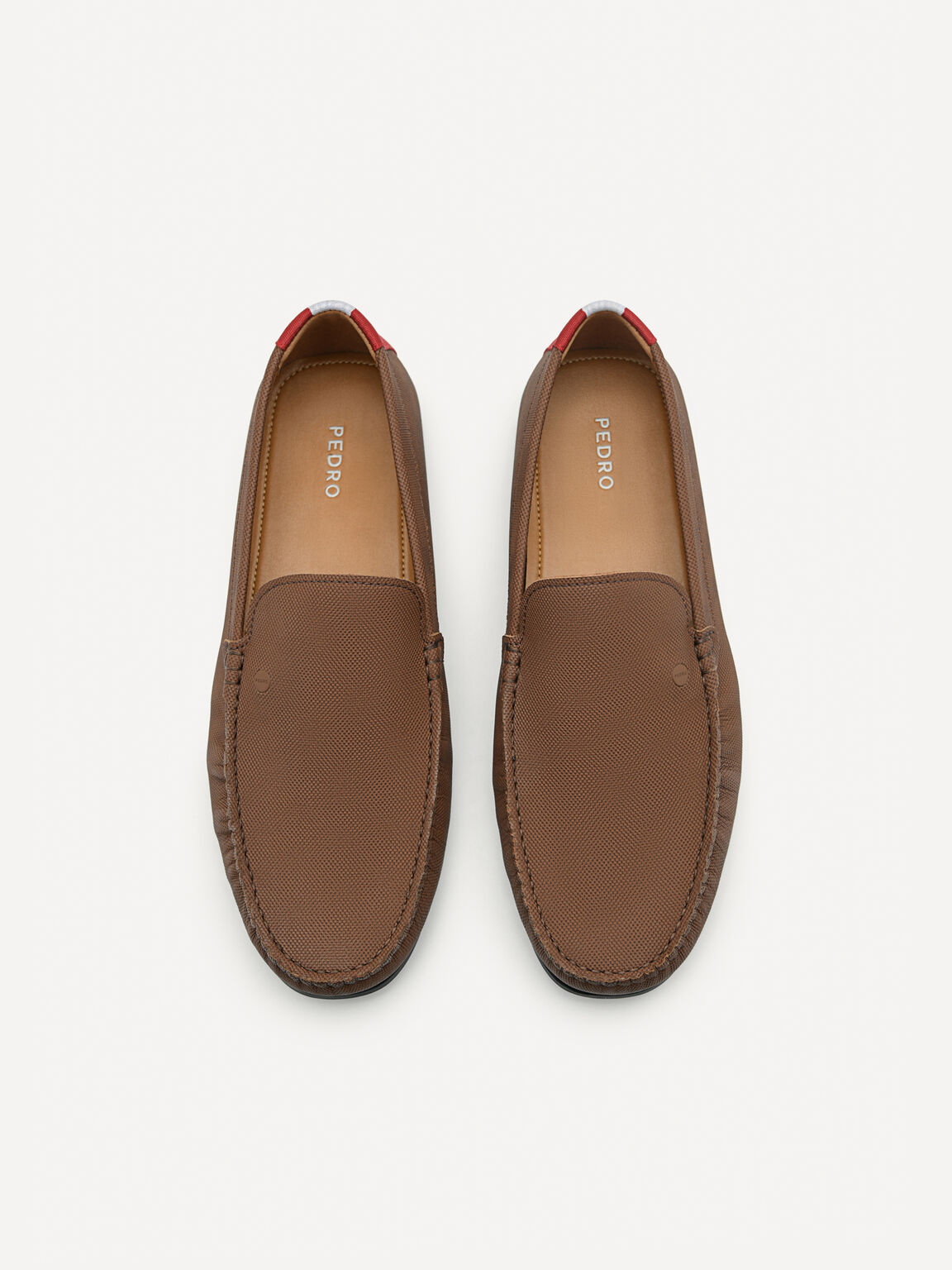 Leather & Fabric Slip-On Moccasins, Brown