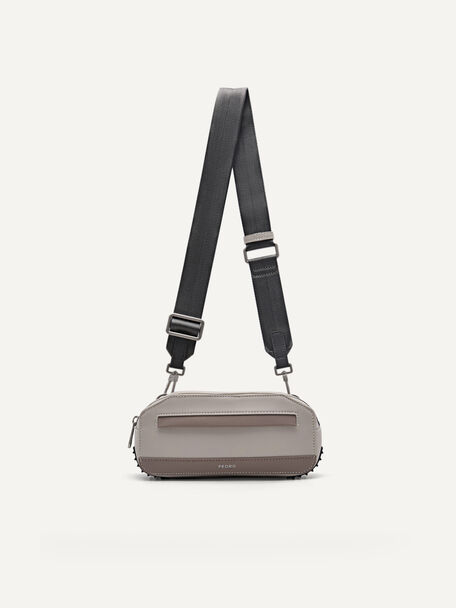 Synthetic Leather Baguette Sling Bag, Chalk