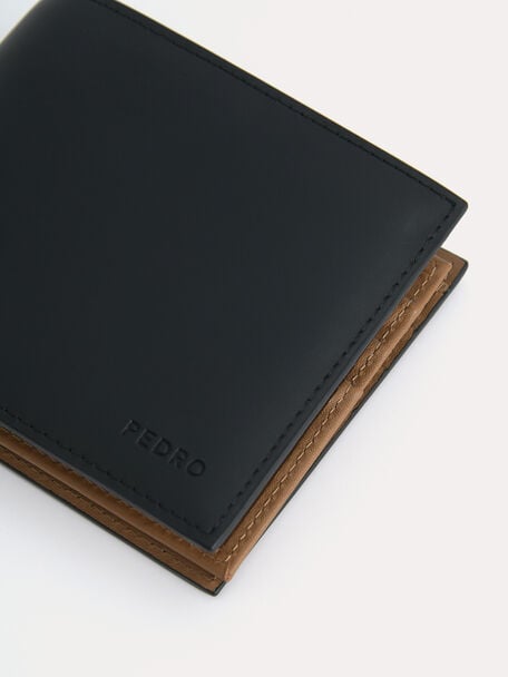 Leather Bi-Fold Wallet with Flip, Black