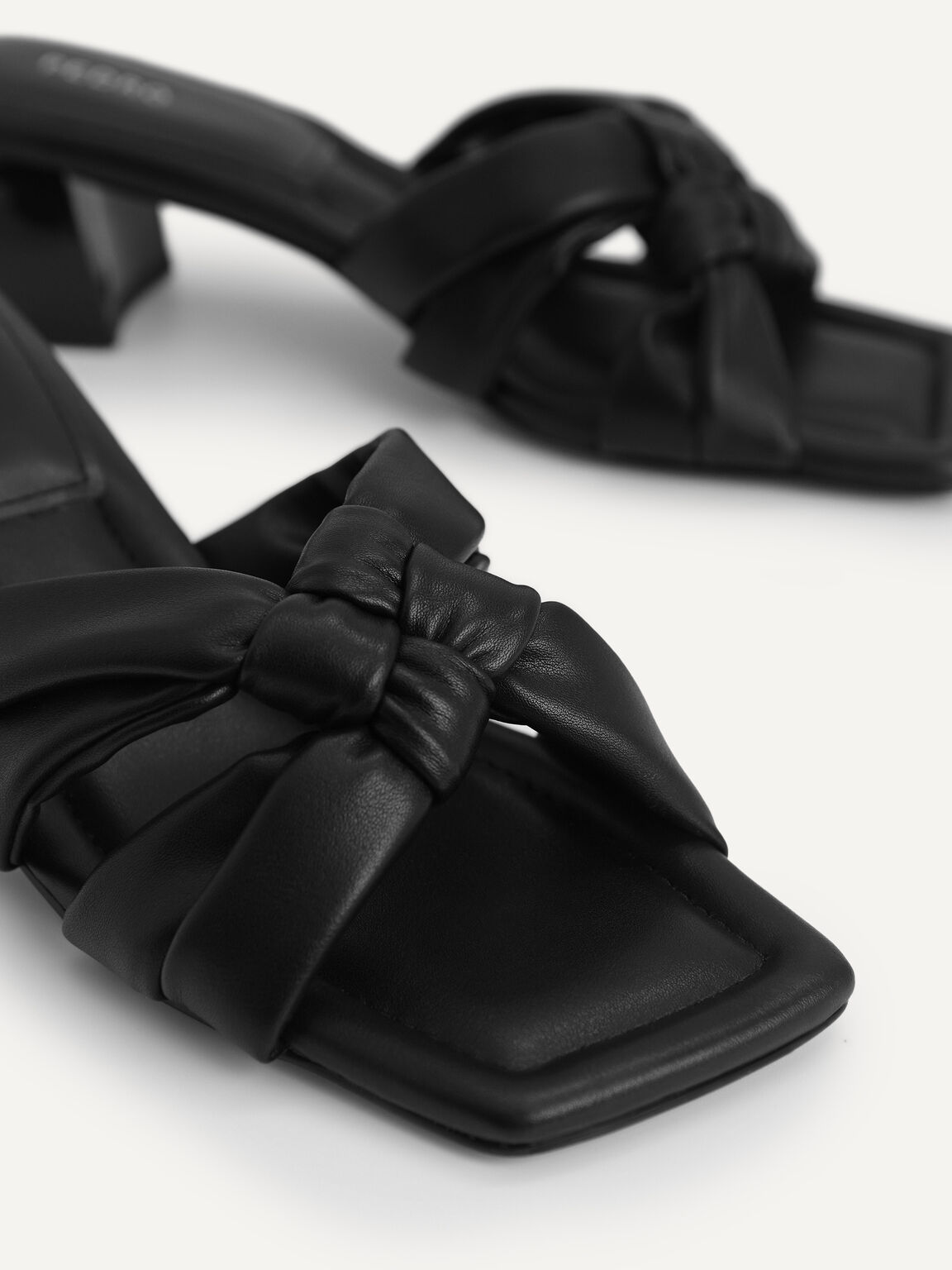 Knotted Straps Heeled Sandals, Black, hi-res