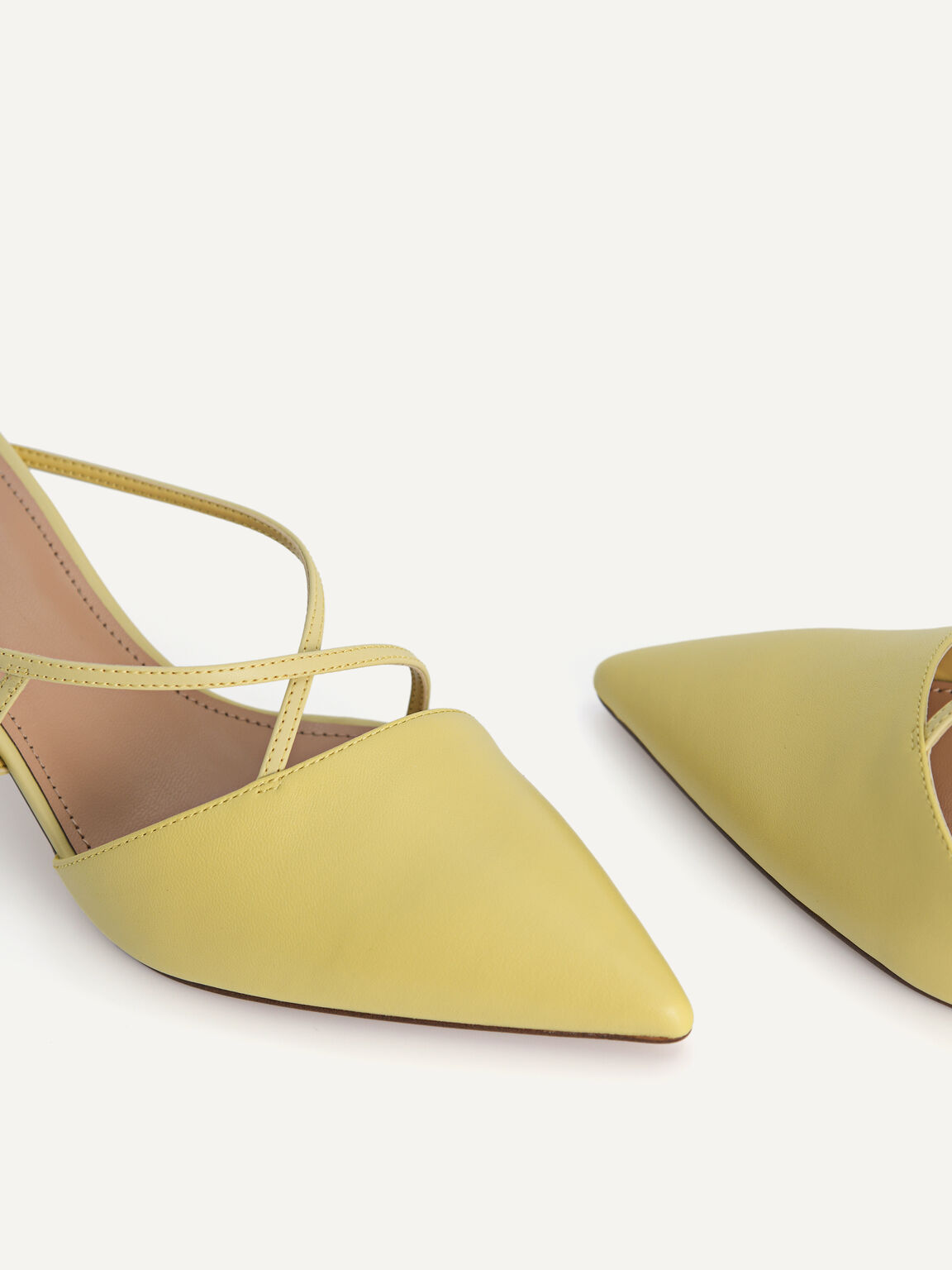 Pointed Toe Leather Heels, Light Green