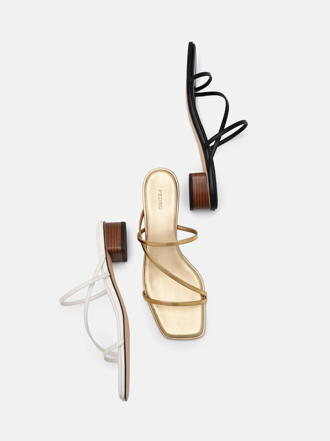 Erna Leather Heel Sandals, Chalk