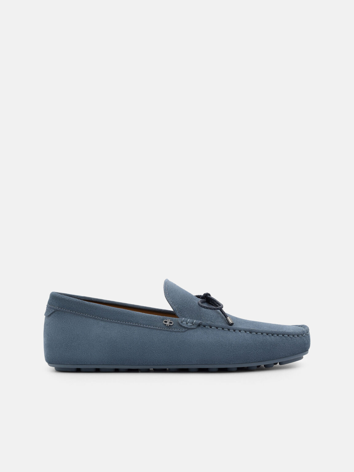 Suede Bow Driving Shoes, Slate Blue