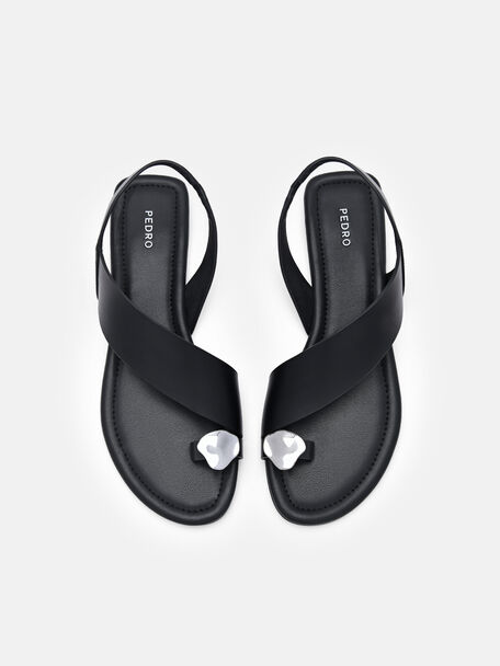 Alexis Leather Slingback Sandals, Black